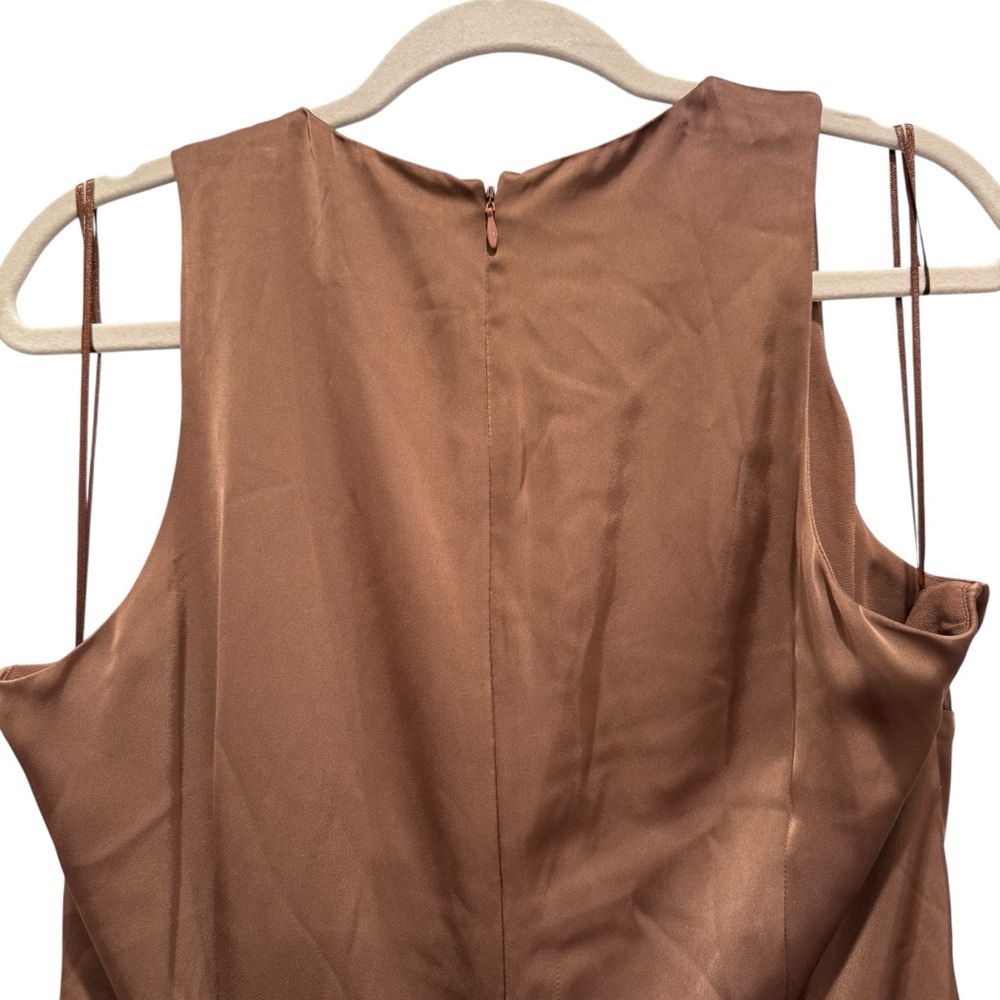 NWT Parker Angie Layered Ruffle Satin Maxi Dress Formal Wedding Brown Umber 12 - Picture 9 of 16